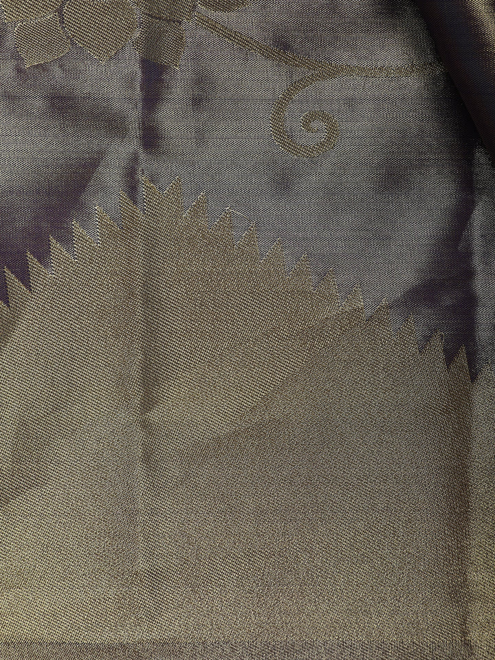 Deep Plum Purple floral Design Tissue Saree - Diadem