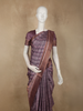 Deep Plum Wine Abstract Printed Design Semi Tussar Saree