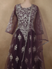 Deep Plum Wine Purple Floral Thread Embroidered Design Net Gown with Dupatta