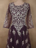 Deep Plum Wine Purple Floral Thread Embroidered Design Net Gown with Dupatta