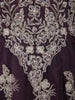 Deep Plum Wine Purple Floral Thread Embroidered Design Net Gown with Dupatta