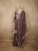 Deep Plum Wine Purple Floral Zari Embroidered Design Tissue Organza Palazzo Suit with Dupatta