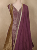 Deep Plum Wine Purple Floral Zari Woven Design Silk Palazzo Suit