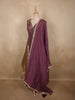 Deep Plum Wine Purple Floral Zari Woven Design Silk Palazzo Suit