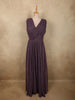 Deep Plum Wine Purple Solid Design Shimmer Pleated Party Wear Gown