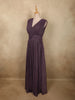 Deep Plum Wine Purple Solid Design Shimmer Pleated Party Wear Gown