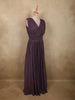 Deep Plum Wine Purple Solid Design Shimmer Pleated Party Wear Gown