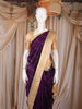 Deep Purple Butta Woven Design Pure Kanchipuram Silk Saree with Contrast Border