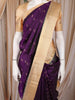 Deep Purple Butta Woven Design Pure Kanchipuram Silk Saree with Contrast Border