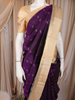Deep Purple Butta Woven Design Pure Kanchipuram Silk Saree with Contrast Border