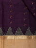 Deep Purple Butta Woven Design Pure Kanchipuram Silk Saree with Contrast Border