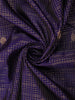 Deep Purple Checked Zari Woven Design Pure Kanchipuram Silk Saree with Contrast Border