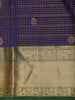 Deep Purple Checked Zari Woven Design Pure Kanchipuram Silk Saree with Contrast Border