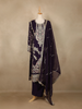 Deep Purple Floral Design Chiffon Straight Cut Salwar Suit
