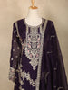 Deep Purple Floral Design Chiffon Straight Cut Salwar Suit