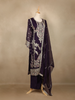 Deep Purple Floral Design Chiffon Straight Cut Salwar Suit