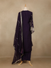 Deep Purple Floral Design Chiffon Straight Cut Salwar Suit