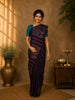 Deep Purple Floral Design Kanchipuram Silk Saree