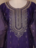 Deep Purple Floral Design Organza Salwar Suit