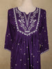 Deep Purple Floral Embroidered Design Cotton Anarkali Salwar Suit with Dupatta