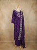 Deep Purple Floral Embroidered Design Cotton Anarkali Salwar Suit with Dupatta