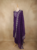 Deep Purple Floral Embroidered Design Cotton Anarkali Salwar Suit with Dupatta