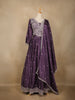 Deep Purple Floral Embroidered Design Semi Silk Lehenga