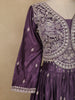 Deep Purple Floral Embroidered Design Semi Silk Lehenga