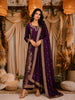 Deep Purple Floral Embroidered Tussar Palazzo Suit