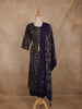 Deep Purple Floral Printed Cotton Salwar Suit with Dupatta