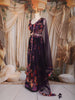 Deep Purple Floral Printed Design Crepe Bridesmaids Lehenga
