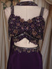 Deep Purple Floral Sequins and Beads Embroidered Design Satin Lehenga with Choker Dupatta