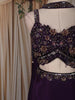 Deep Purple Floral Sequins and Beads Embroidered Design Satin Lehenga with Choker Dupatta