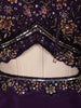 Deep Purple Floral Sequins and Beads Embroidered Design Satin Lehenga with Choker Dupatta