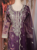 Deep Purple Floral Sequins and Beads Embroidered Design Tissue Palazzo Suit