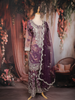 Deep Purple Floral Sequins and Beads Embroidered Design Tissue Palazzo Suit