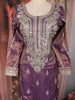 Deep Purple Floral Sequins and Beads Embroidered Design Tissue Palazzo Suit