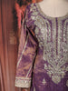 Deep Purple Floral Sequins and Beads Embroidered Design Tissue Palazzo Suit