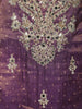 Deep Purple Floral Sequins and Beads Embroidered Design Tissue Palazzo Suit