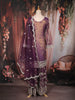Deep Purple Floral Sequins and Beads Embroidered Design Tissue Palazzo Suit