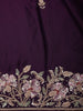 Deep Purple Floral Sequins and Thread Embroidered Satin Saree