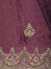 Deep Purple Floral Sequins and Zardozi Embroidered Design Satin Designer Saree with Scalloped Border
