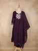 Deep Purple Floral Thread Embroidered Design Cotton Straight Cut Salwar Suit