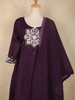 Deep Purple Floral Thread Embroidered Design Cotton Straight Cut Salwar Suit