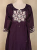 Deep Purple Floral Thread Embroidered Design Cotton Straight Cut Salwar Suit