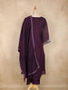 Deep Purple Floral Thread Embroidered Design Cotton Straight Cut Salwar Suit