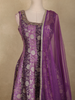 Deep Purple Floral Woven  Banarasi Silk Palazzo Suit with Sheer Dupatta
