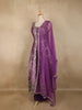 Deep Purple Floral Woven  Banarasi Silk Palazzo Suit with Sheer Dupatta
