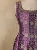 Deep Purple Floral Woven  Banarasi Silk Palazzo Suit with Sheer Dupatta