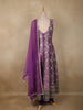 Deep Purple Floral Woven  Banarasi Silk Palazzo Suit with Sheer Dupatta